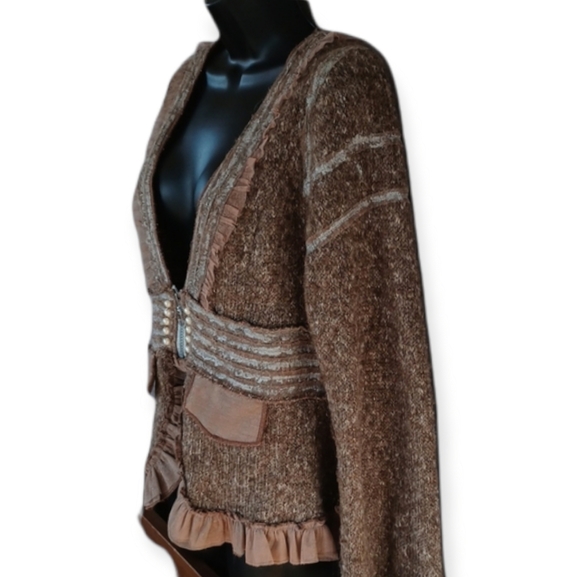 Boho funky feminine Oatmeal Beige Sweater Size M - Picture 9 of 10